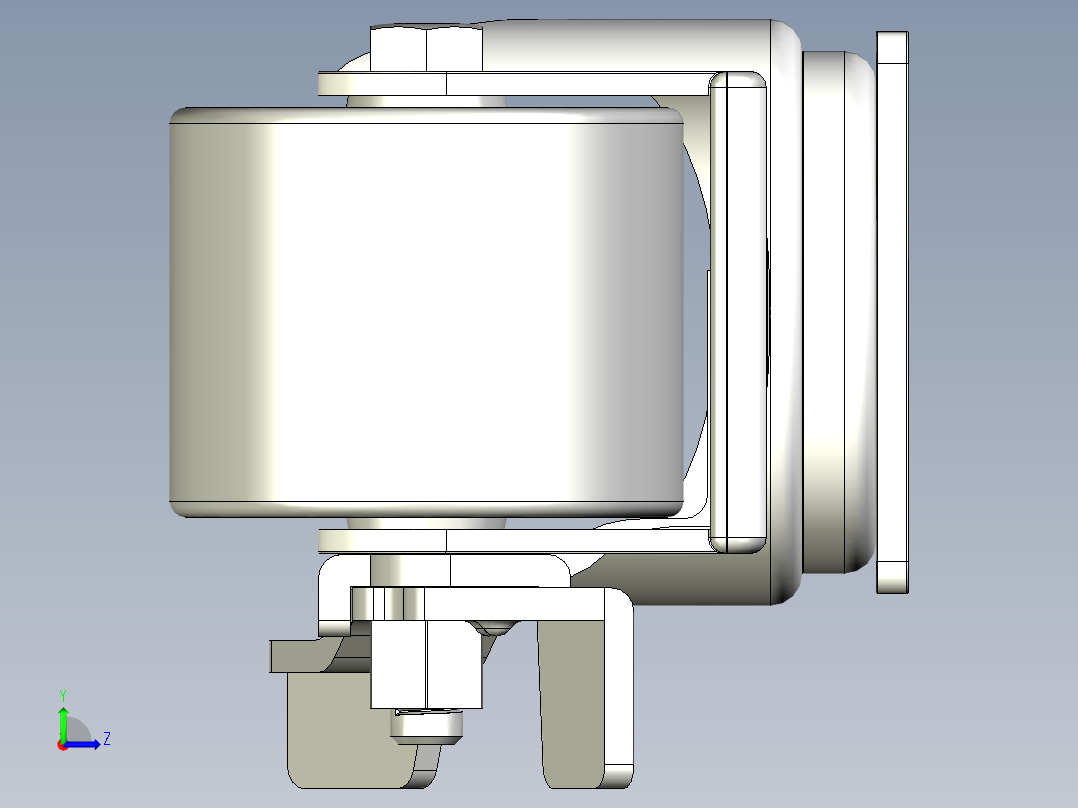 中荷重腳輪(1000N)5577-3D多系列多零件图纸模型左视图