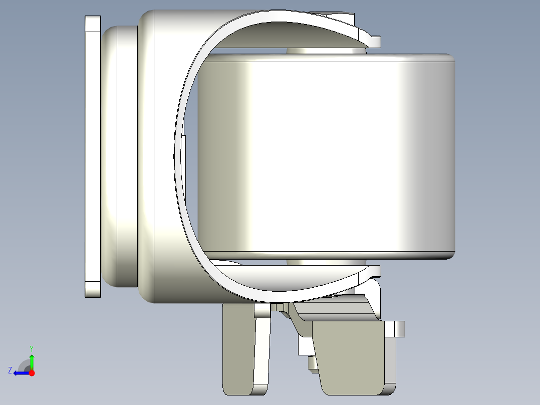 中荷重腳輪(1000N)5577-3D多系列多零件图纸模型右视图