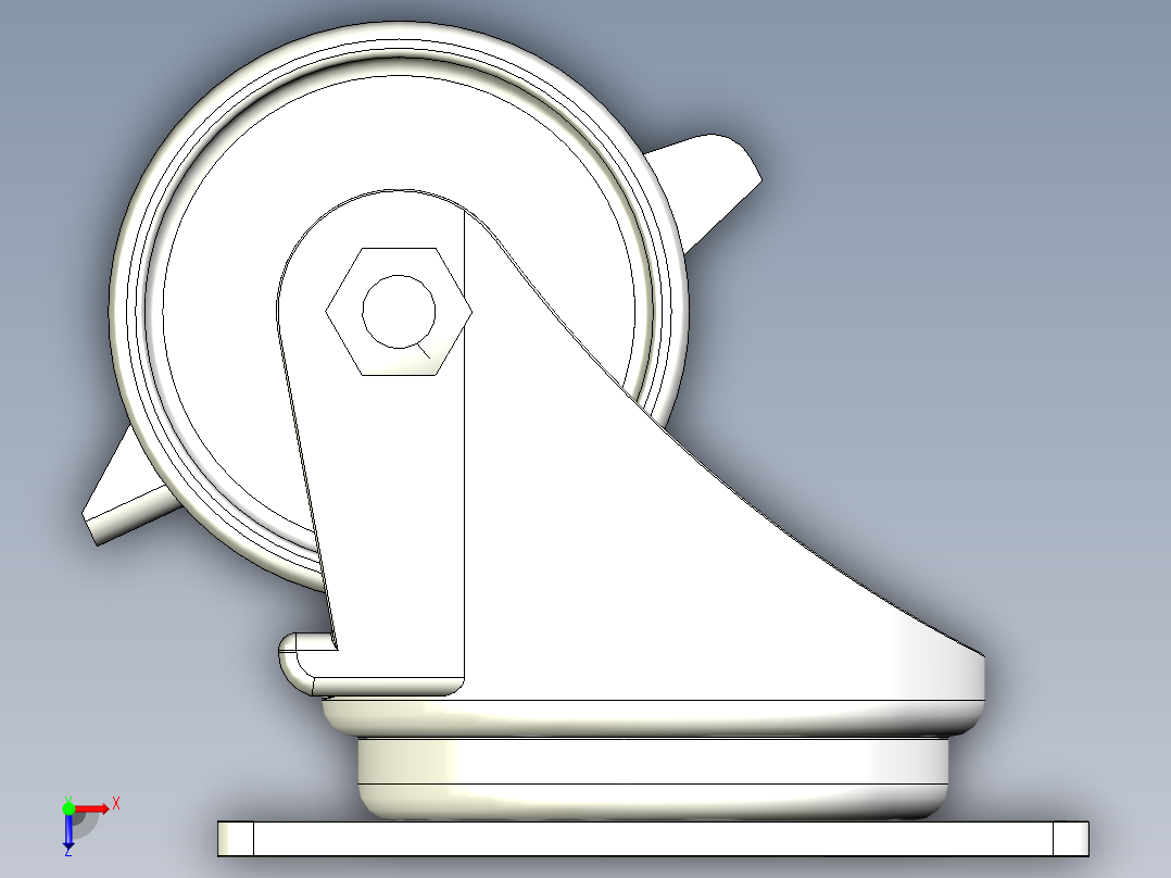 中荷重腳輪(1000N)5577-3D多系列多零件图纸模型俯视图