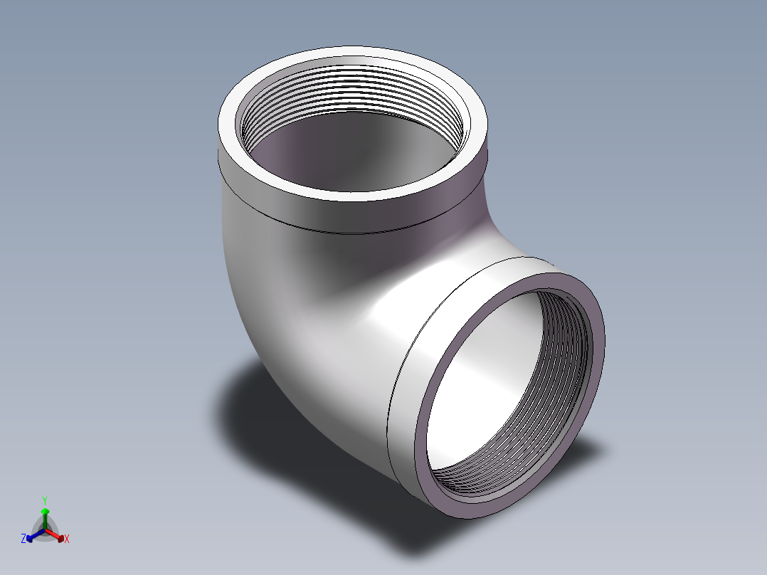 弯头-90°等径 DN65正等轴测图