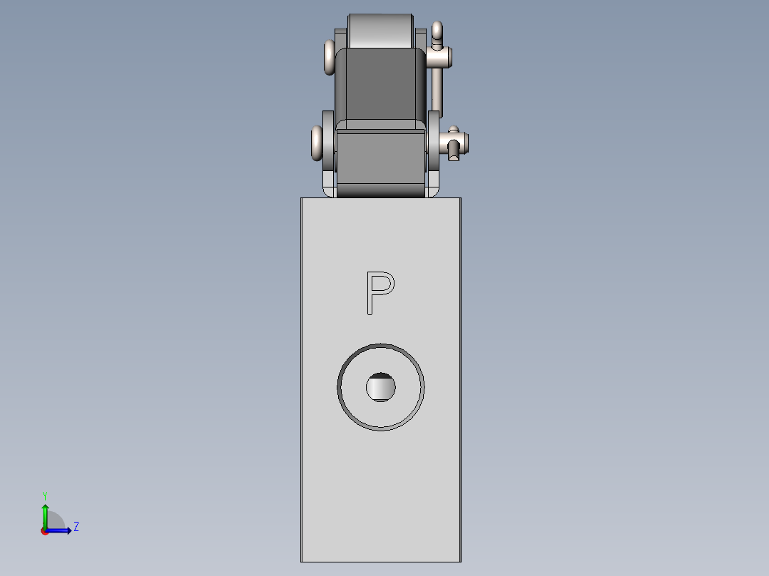 两位三通机控换向阀模型三维SW+CAD图纸1199798左视图