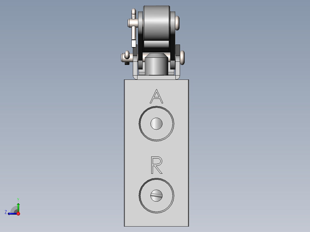两位三通机控换向阀模型三维SW+CAD图纸1199798右视图
