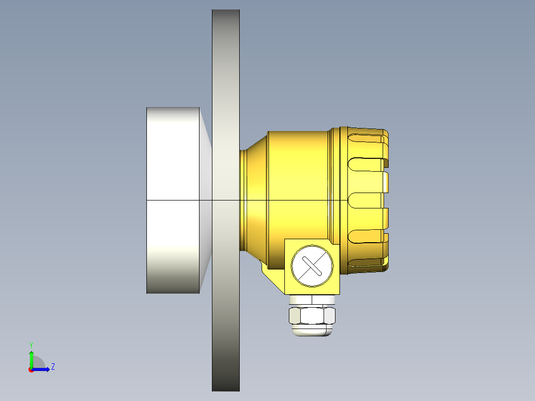超声波设备-TRANSMITTER-RANGE-15m-49.2ft-PVDF-BODY-4-20mA-2-WIRE-ANSI-FLANGE-5in左视图
