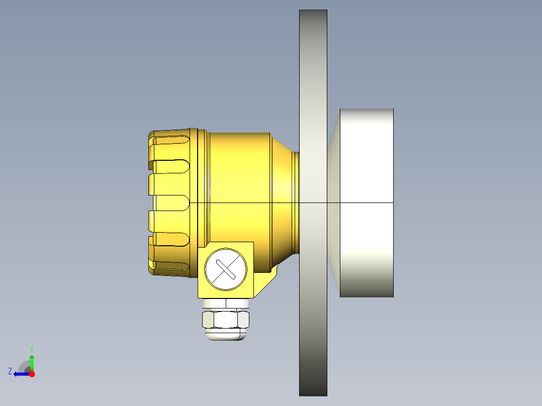 超声波设备-TRANSMITTER-RANGE-15m-49.2ft-PVDF-BODY-4-20mA-2-WIRE-ANSI-FLANGE-5in右视图