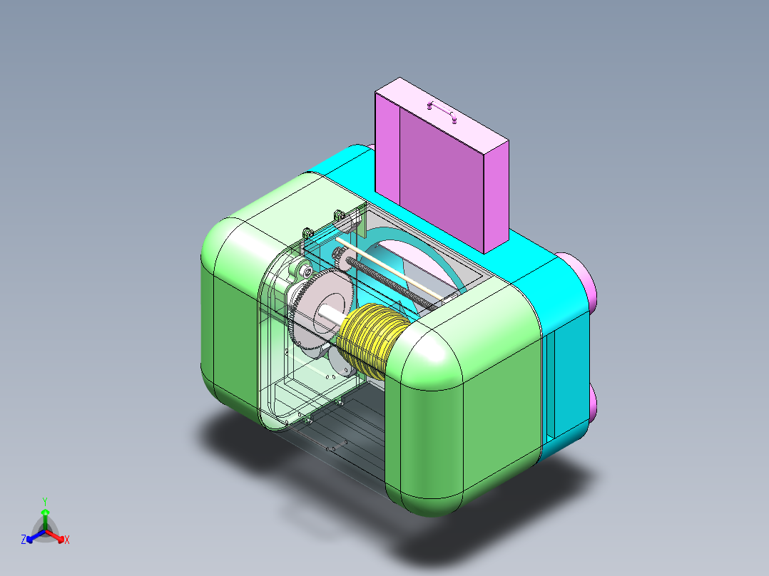 菠萝削皮机正等轴测图