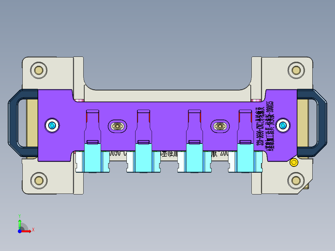 320-0690小零件CNC工装夹具三维模型-CNC1外轮廓及A基准加工治具-快换版-200907前视图