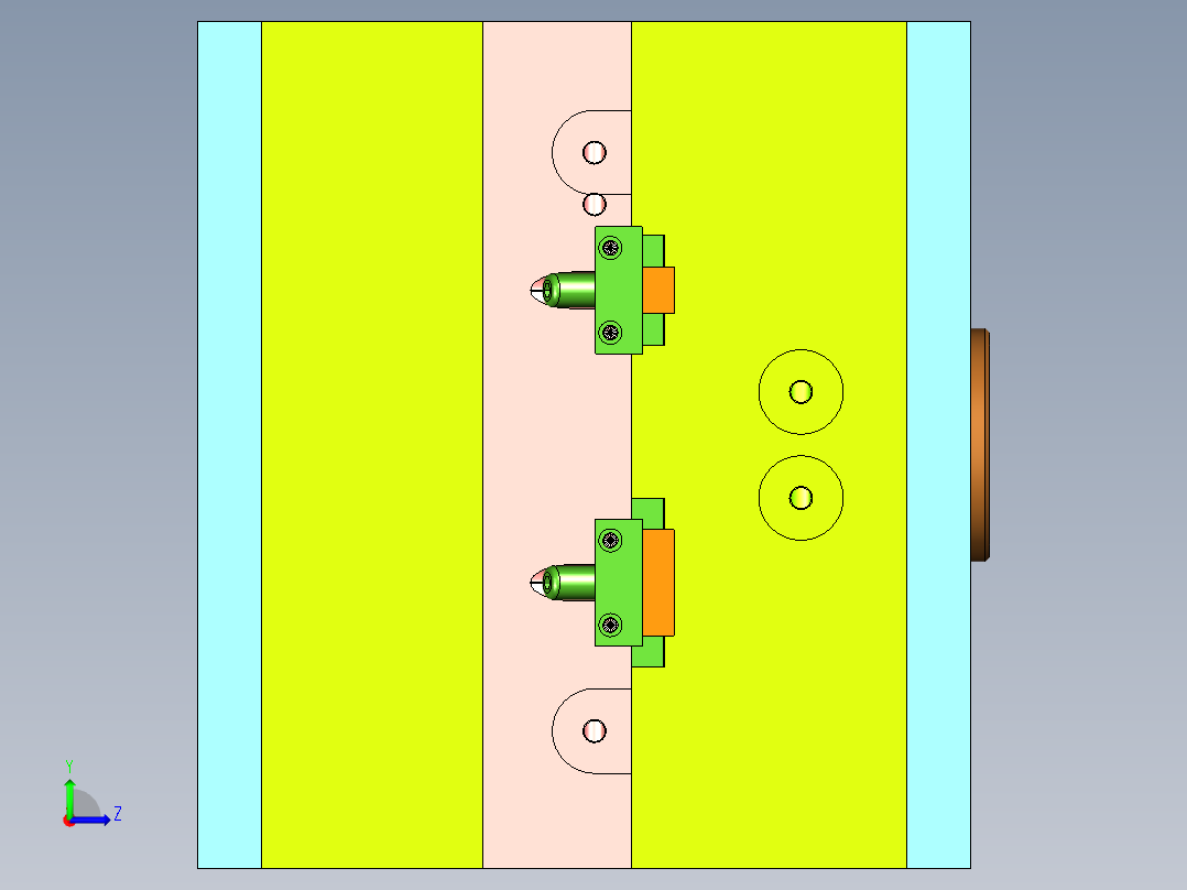 东风天龙前保险杆大灯罩注塑模具设计左视图