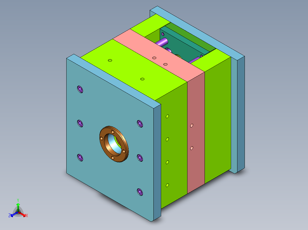 东风天龙前保险杆大灯罩注塑模具设计正等轴测图