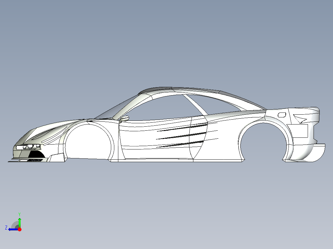 B3004223-跟踪超级跑车车身右视图