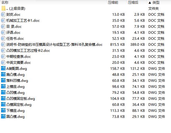 防转垫的冲压模具设计与成型工艺-落料冲孔复合模含9张CAD图