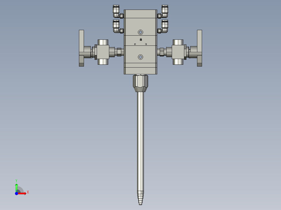 3D静态胶阀装配体前视图