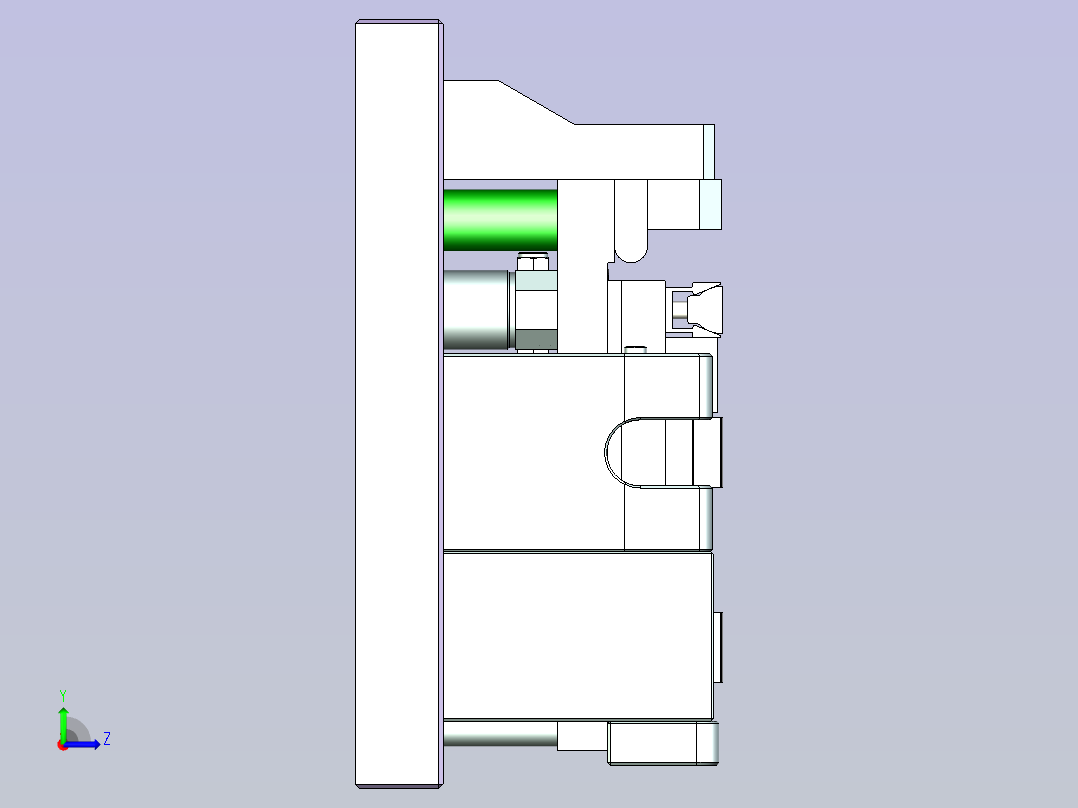 一款液压固定夹具3D模型左视图