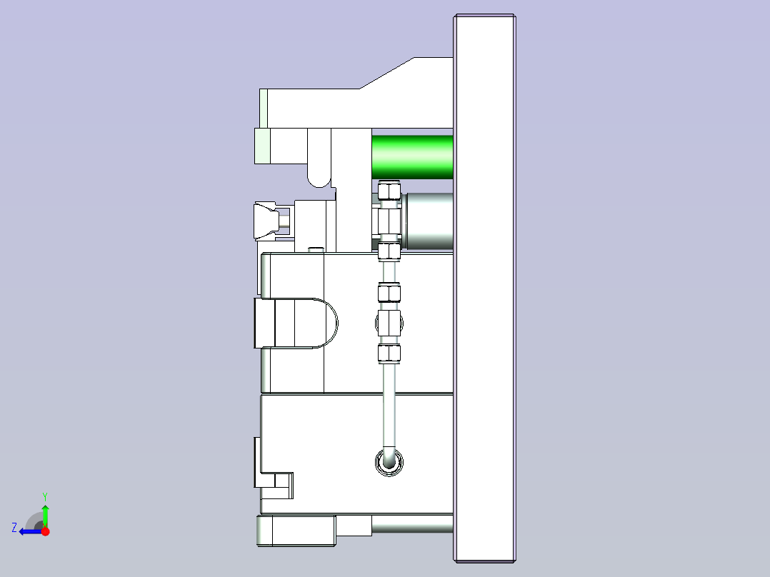 一款液压固定夹具3D模型右视图