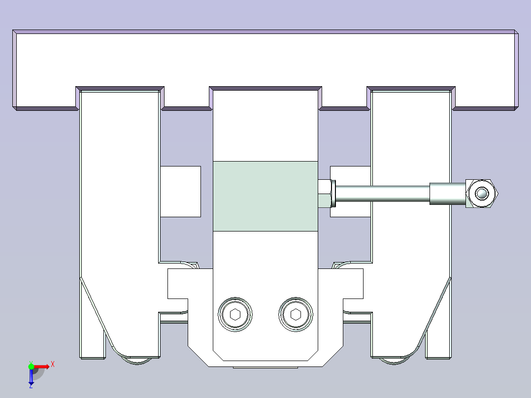 一款液压固定夹具3D模型俯视图