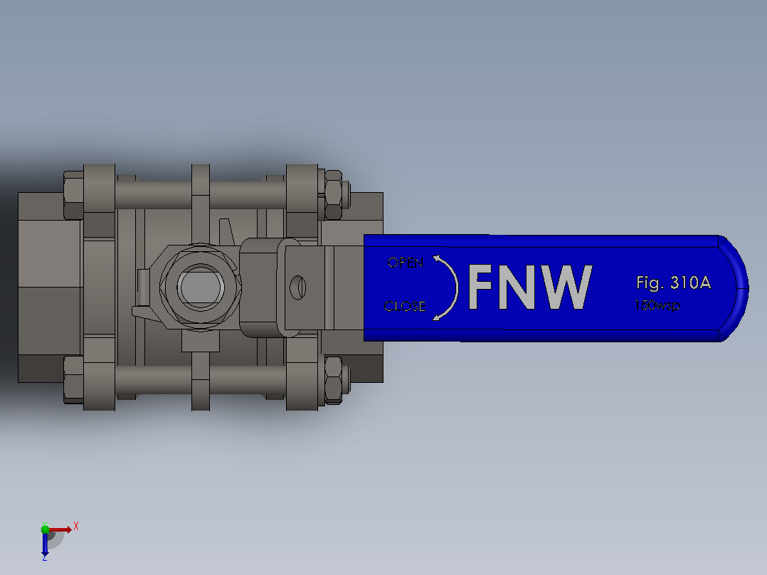 FNW-FNW310ASWJ三片式内螺纹球阀俯视图