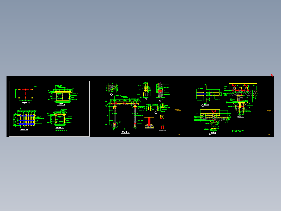 某小区的玻璃顶木廊架一套完整的施工详细图纸