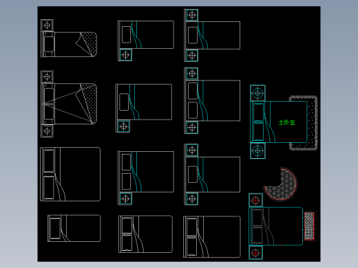 建筑设计及装潢设计常用图块（床）