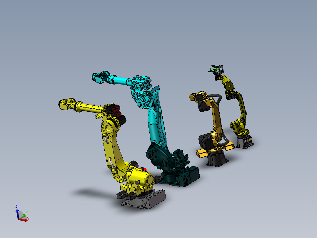 安川、ABB等4款六轴机械手外形图纸 solidworks设计