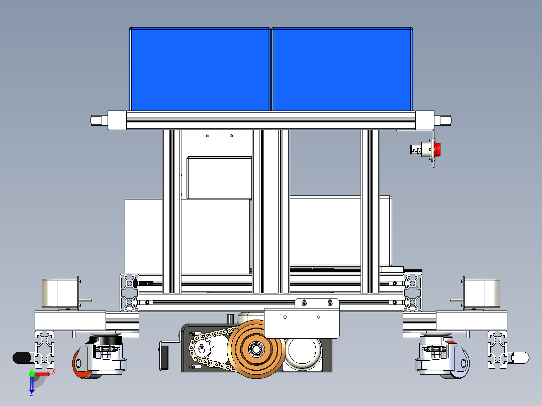 铝型材车架单驱AGV俯视图