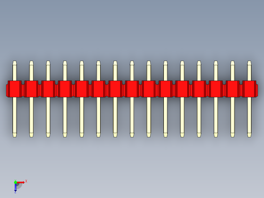 彩色公头100mil（2.54mm）系列-DS1021_red_2x15p_100mil_Type1_rev1.0俯视图