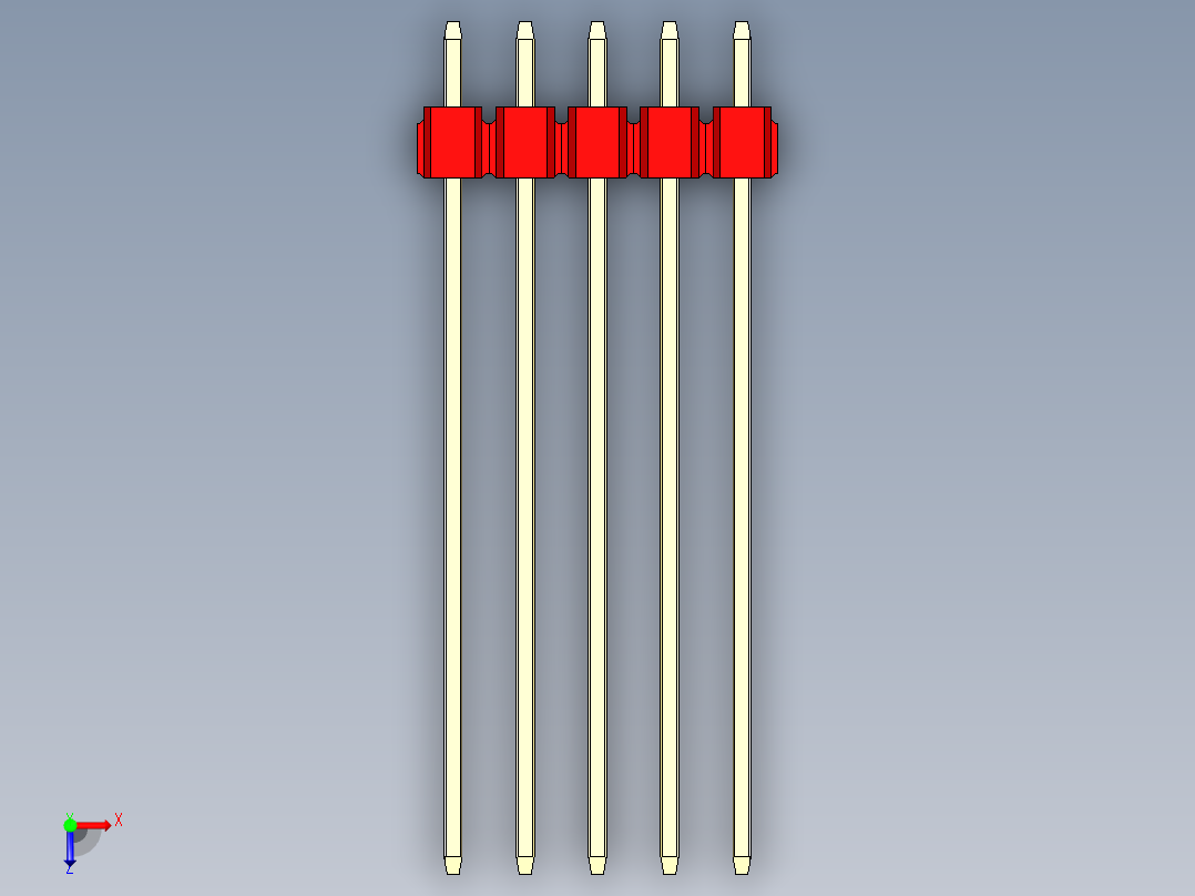 彩色公头100mil（2.54mm）系列-DS1021_red_3x05p_100mil_Type43_rev1.0俯视图
