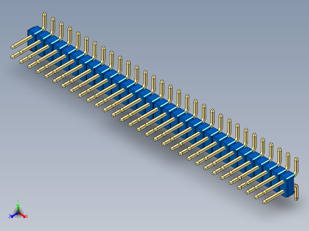 彩色公排针 100mil 2.54mm 系列-DS1022_blue_62p_100mil_TypeSMT_rev1.0主视图