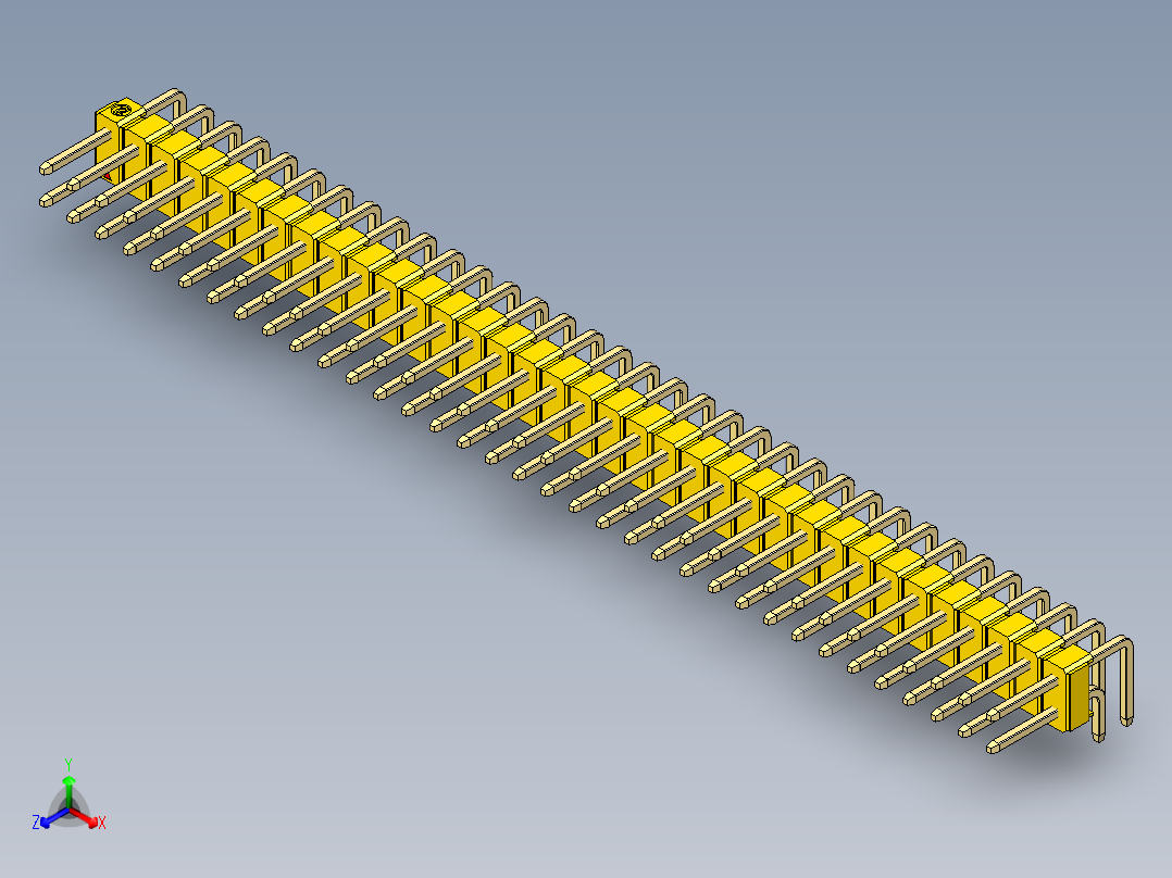 彩色公排针 100mil 2.54mm 系列-DS1022_yellow_2x35p_100mil_TypeD_rev1.0主视图