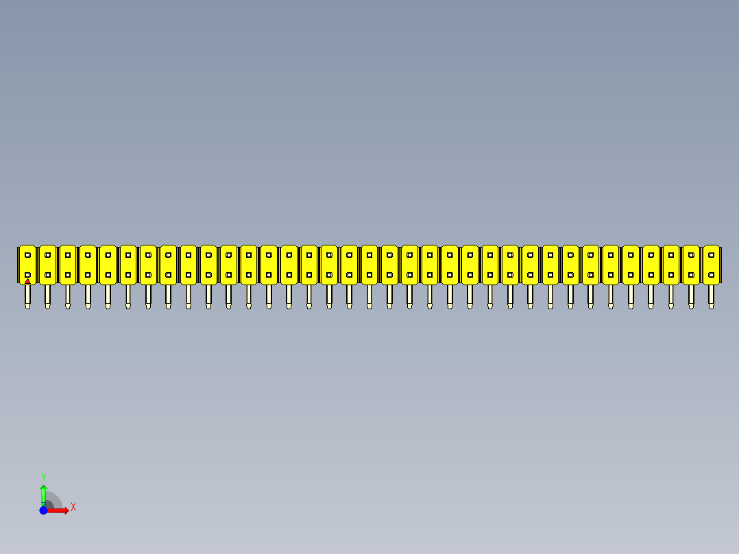 彩色公排针 100mil 2.54mm 系列-DS1022_yellow_2x35p_100mil_TypeD_rev1.0前视图