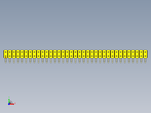 彩色公排针 100mil 2.54mm 系列-DS1022_yellow_2x35p_100mil_TypeD_rev1.0前视缩略图