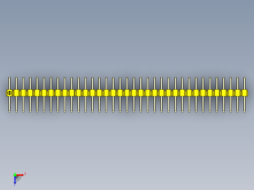 彩色公排针 100mil 2.54mm 系列-DS1022_yellow_2x35p_100mil_TypeD_rev1.0俯视缩略图