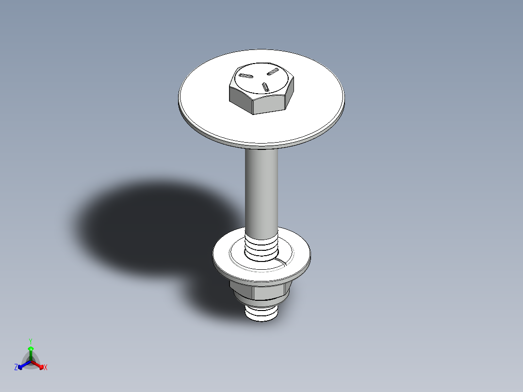 紧固件-0.2500 Hex Bolt-01正等轴测图