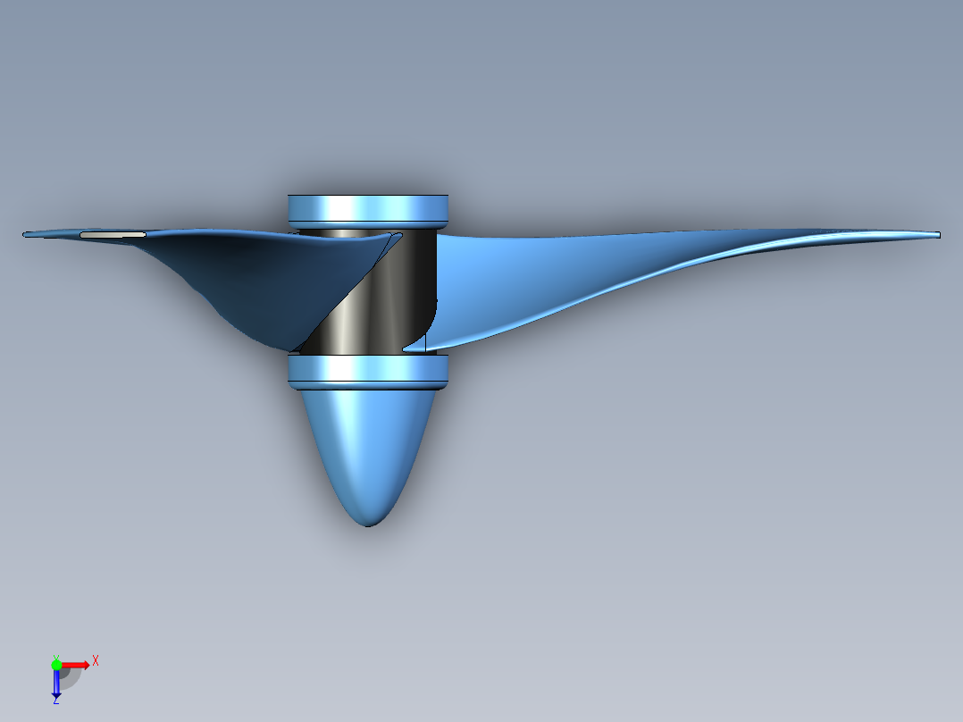 螺旋桨 3 叶片（3.9 英寸）俯视图