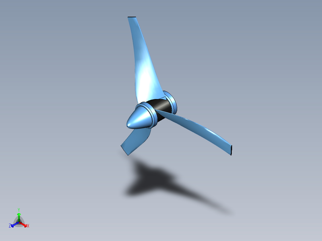 螺旋桨 3 叶片（3.9 英寸）正等轴测图