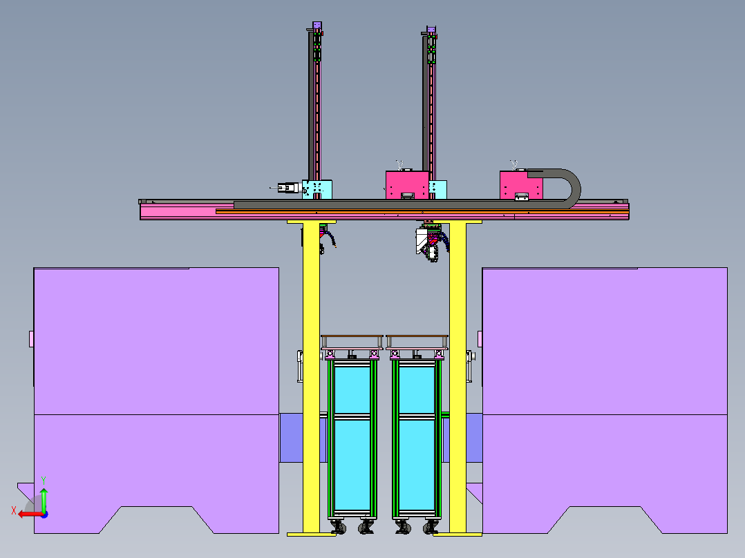 CNC数控车床机械手（自动化双臂型机械手） 3D模型后视图