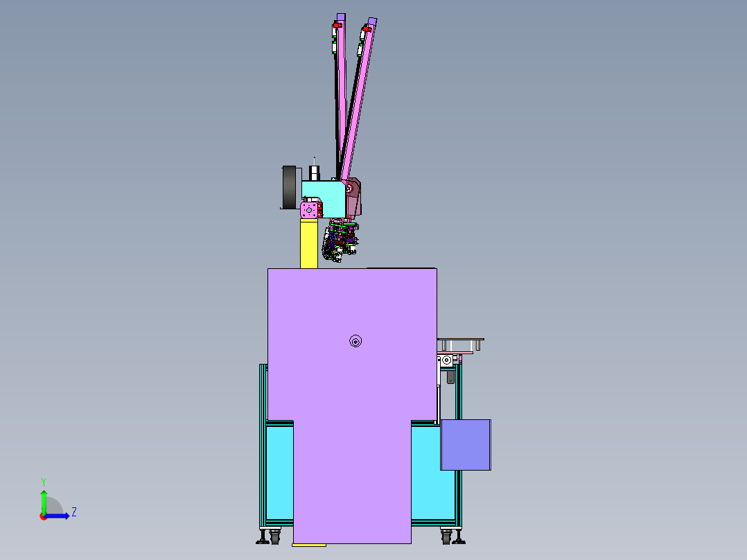 CNC数控车床机械手（自动化双臂型机械手） 3D模型左视图