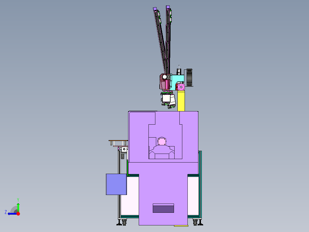 CNC数控车床机械手（自动化双臂型机械手） 3D模型右视图