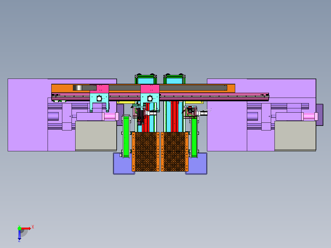CNC数控车床机械手（自动化双臂型机械手） 3D模型俯视图