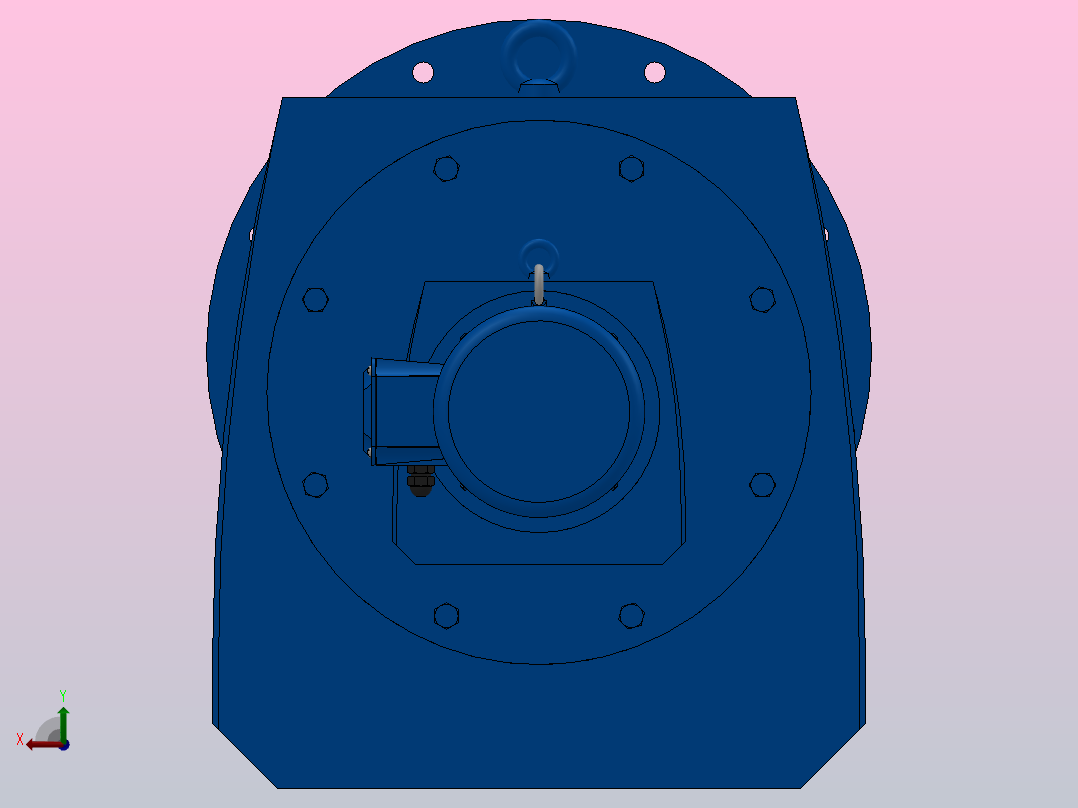 RF147R77法兰轴伸式组合型斜齿轮减速机RF147R77-Y0.75-4P-80-M1-0°-Φ550后视图