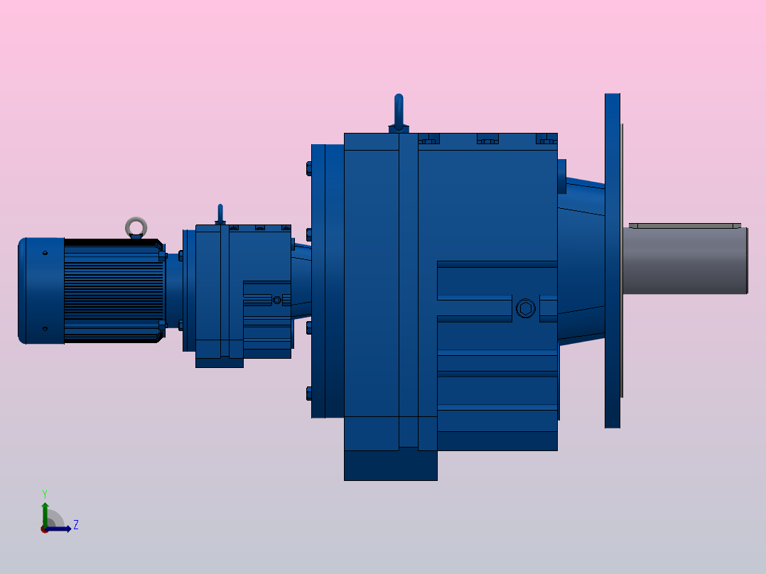 RF147R77法兰轴伸式组合型斜齿轮减速机RF147R77-Y0.75-4P-80-M1-0°-Φ550左视图
