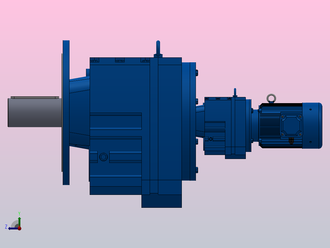 RF147R77法兰轴伸式组合型斜齿轮减速机RF147R77-Y0.75-4P-80-M1-0°-Φ550右视图
