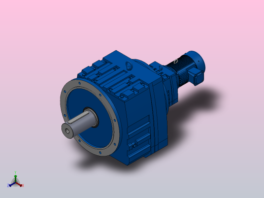 RF147R77法兰轴伸式组合型斜齿轮减速机RF147R77-Y0.75-4P-80-M1-0°-Φ550正等轴测缩略图