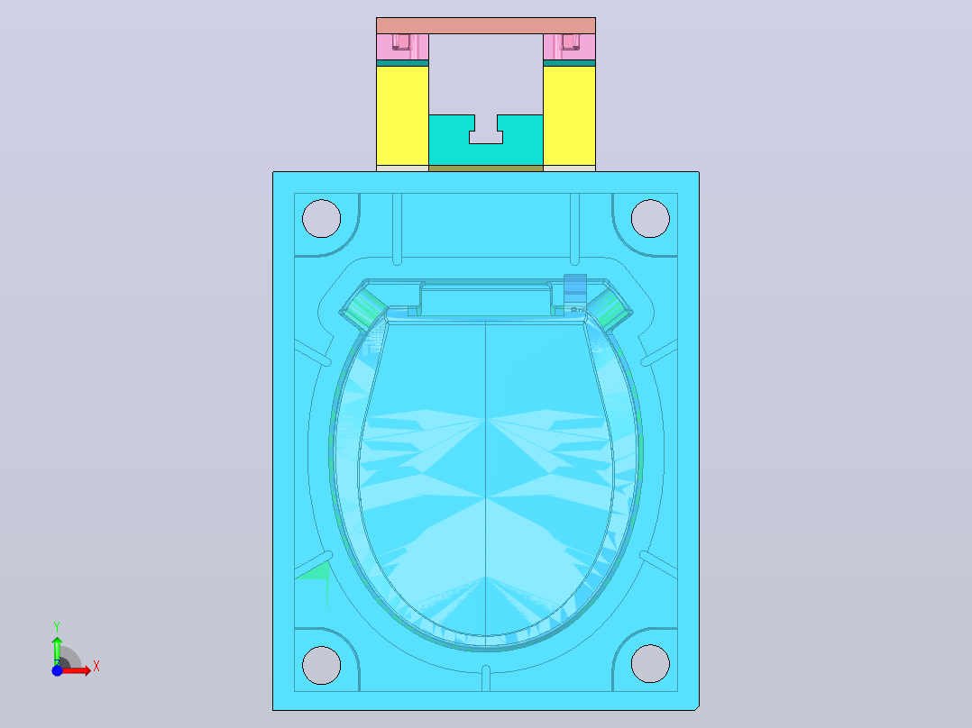 马桶盖上盖模具设计前视图