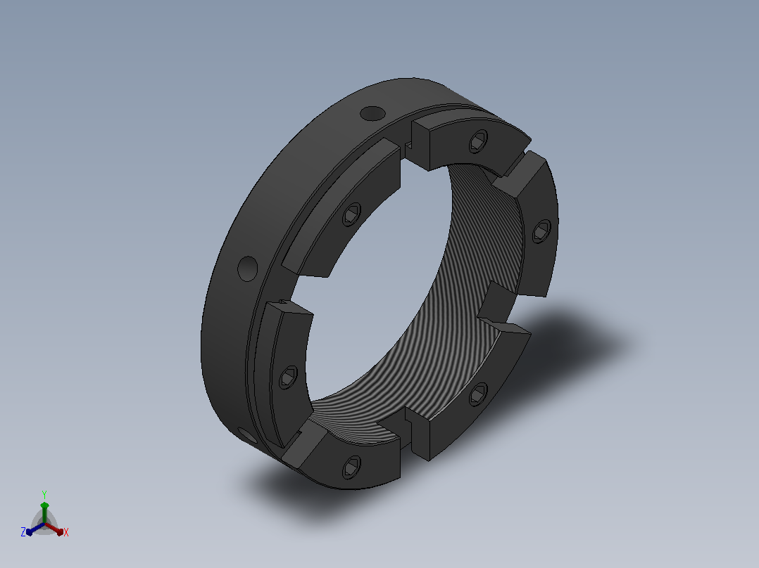 NKA开槽锁紧螺母[NKA M100×2.0]正等轴测图