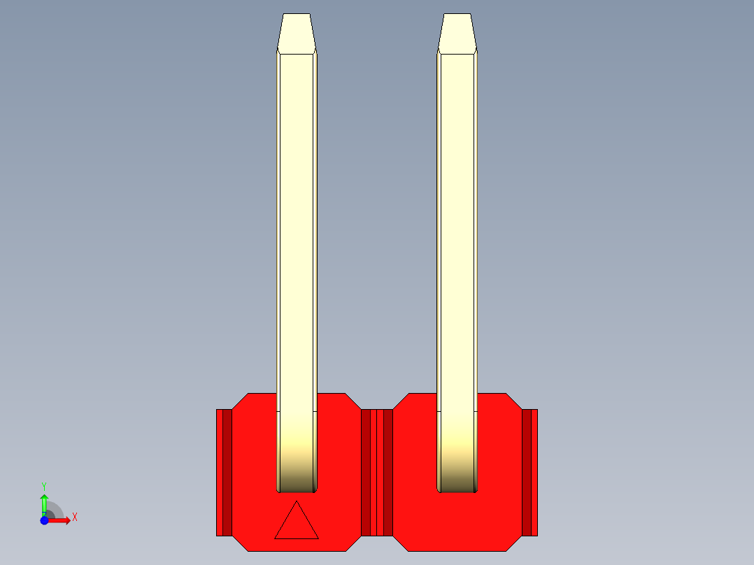 彩色公排针 100mil 2.54mm 系列-DS1022_red_02p_100mil_TypeU_rev1.0前视图