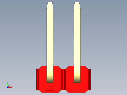 彩色公排针 100mil 2.54mm 系列-DS1022_red_02p_100mil_TypeU_rev1.0前视缩略图
