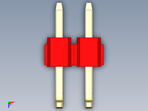 彩色公排针 100mil 2.54mm 系列-DS1022_red_02p_100mil_TypeU_rev1.0俯视缩略图