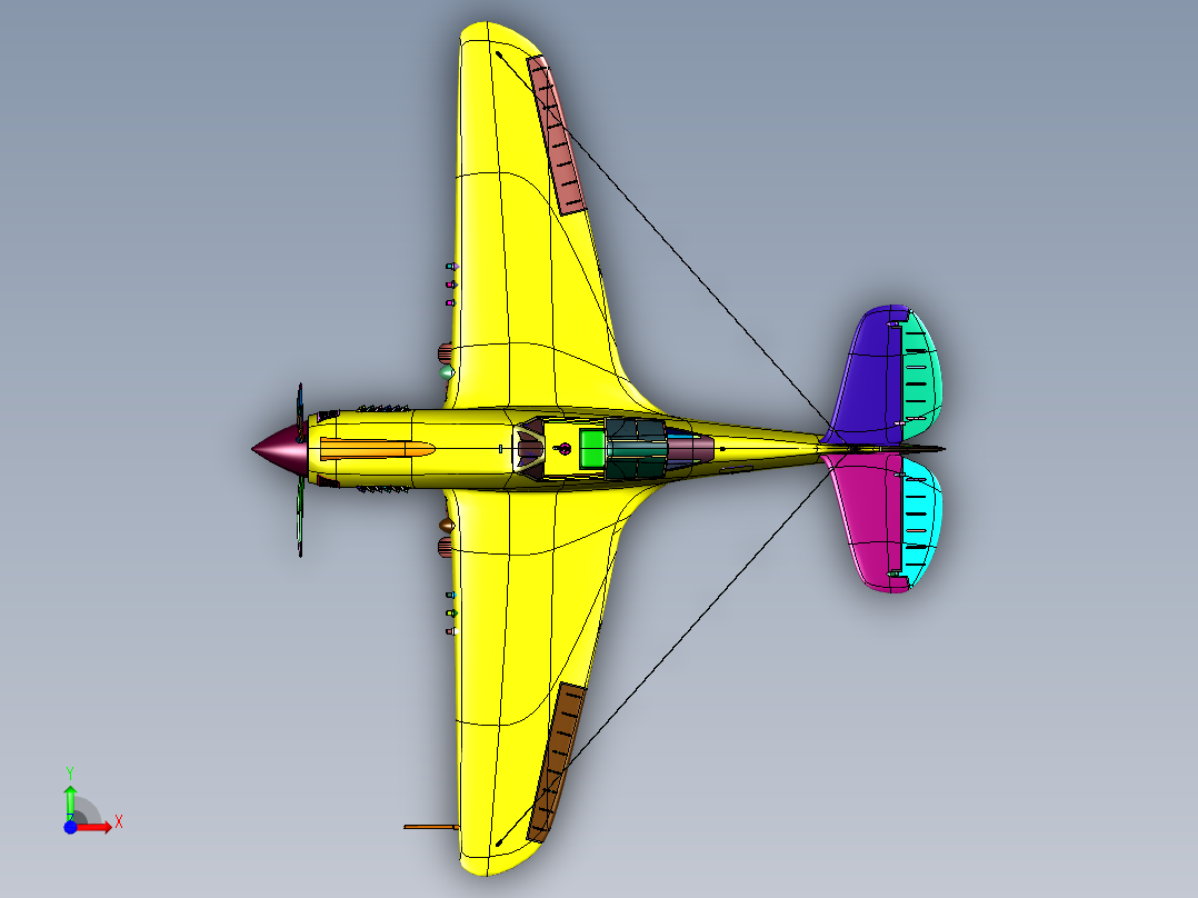二战传奇美制螺旋桨战机P-40前视图
