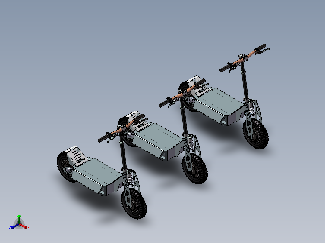 电动滑板车正等轴测图