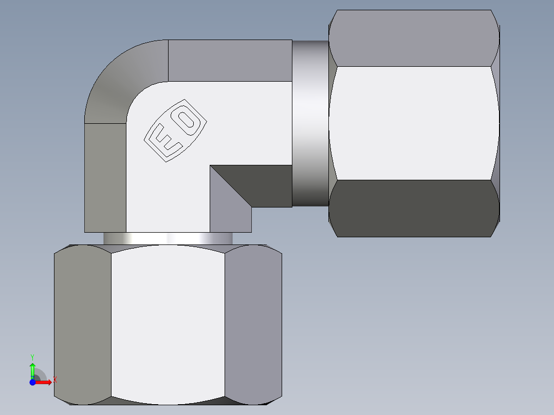 卡套式工业通用硬管接头EO_Swivel_nut_elbow_EW08S71前视图