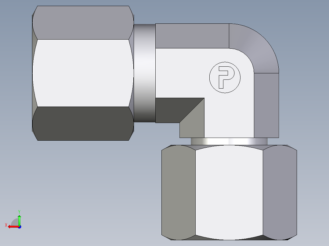 卡套式工业通用硬管接头EO_Swivel_nut_elbow_EW08S71后视图